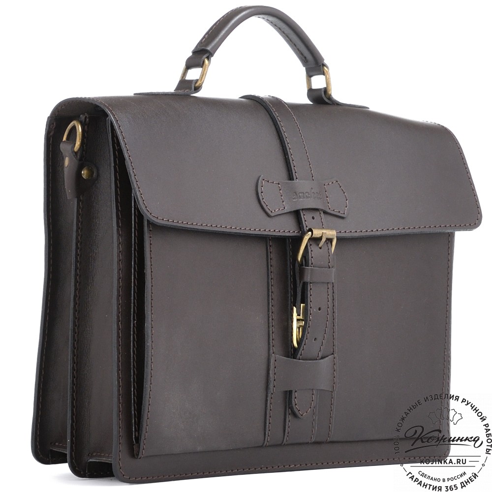 Мужской кожаный портфель "Премьер" (тёмно-коричневый)